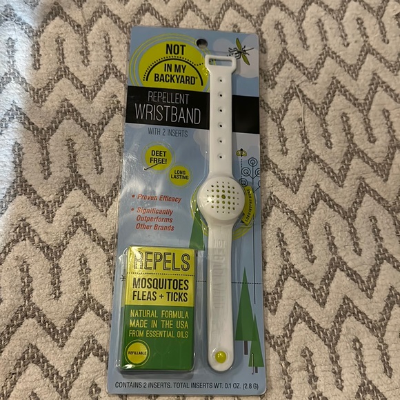 Repellent wristband w 2 inserts deet free long lasting mosquitoes flees ticks - Picture 1 of 2